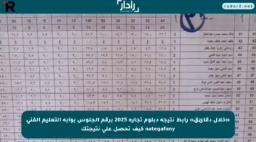 «خلال دقائق» رابط نتيجة دبلوم تجارة 2025 برقم الجلوس بوابة التعليم الفني nategafany كيف تحصل على نتيجتك
